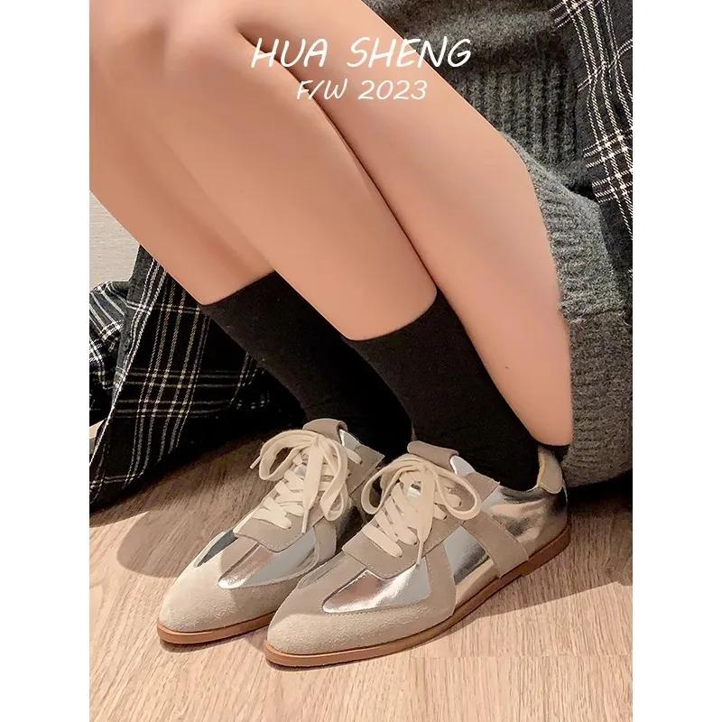 Fashion Flats Women Sport Shoes Suede Casual Walking Fashion Sneakers 2025 Spring New Lace-up Running Cozy Hiking Shoes Zapatos Femme