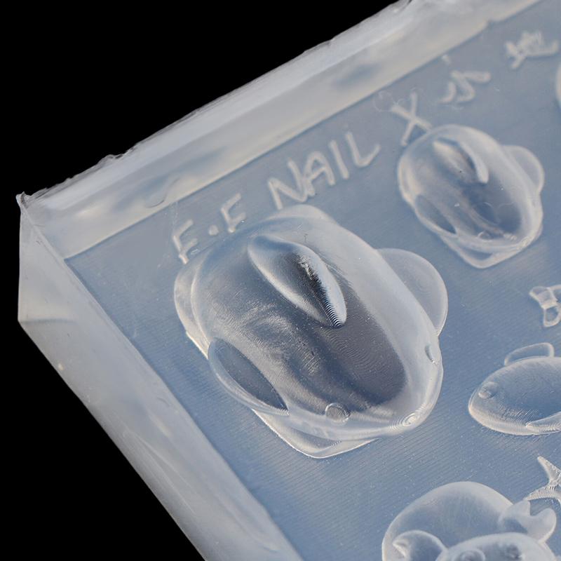 Silicone Nail Art Mold With Small Shark Crab Drift Bottle Designs For Manicure Fashionable Nail Art Design Mould