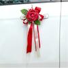 Wedding Rose Ornament for Car Use, Faux Rose Ribbon Accent for Engagement Signs, Party Tables, and Home Display