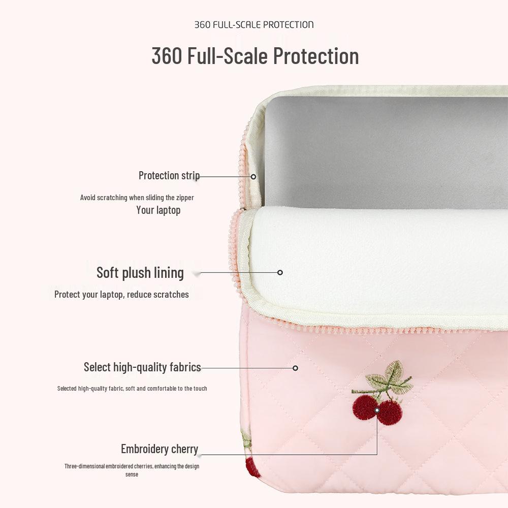 Capa para Laptop e Tablet Estilo Coreano Cereja para Mulheres - Serve para 13,3", 14", 15"