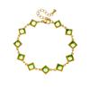 High-End Olive Green Rhinestone Gold-Plated Stainless Steel Connector Set