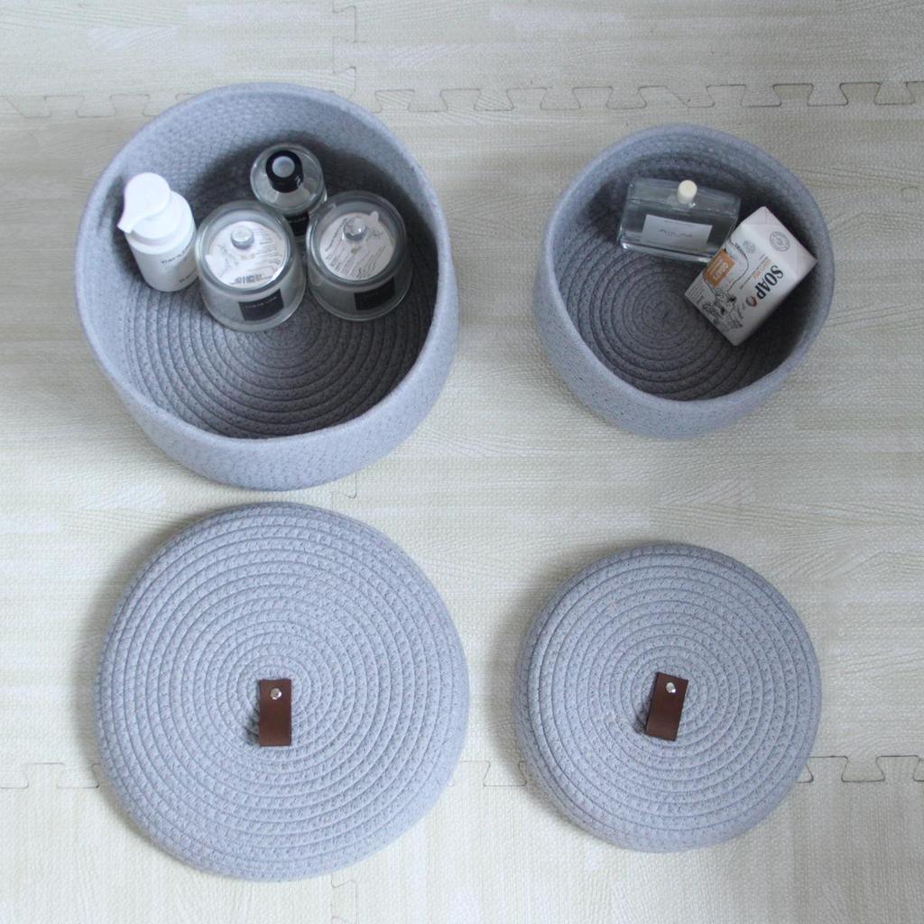 Retro Cotton Linen Rope Storage Box – Hand-Woven Basket with Lid for Home Sundries