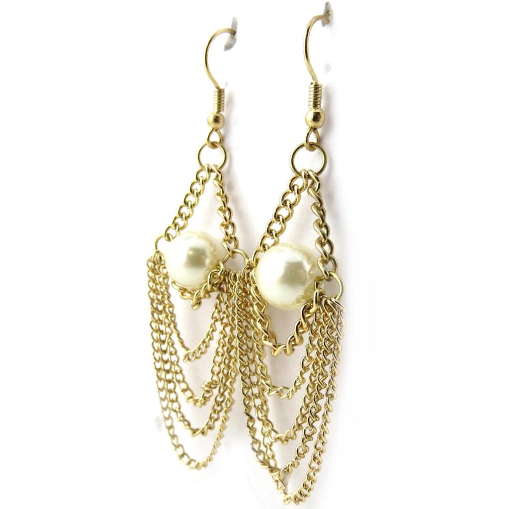 Les Trésors De Lily [N0218] - Golden Ivory 'Scarlett' Designer Earrings