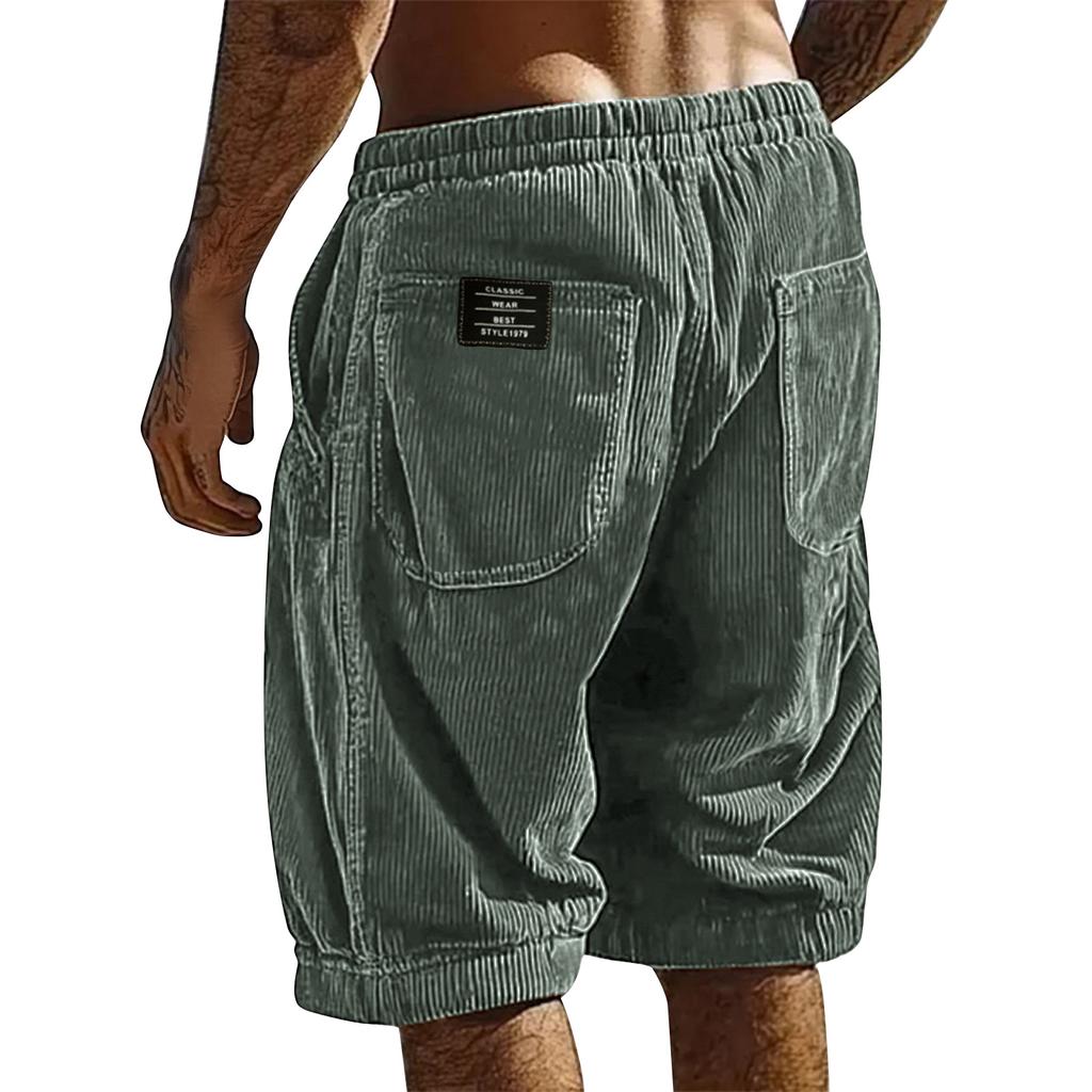 Men's Summer Striped Athletic Shorts Men's Multi-Pocket Casual Shorts