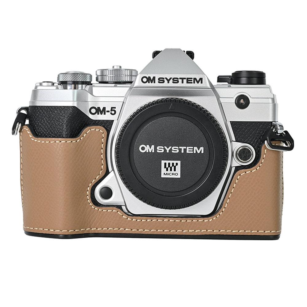 

Aluminum Metal Genuine Leather Camera Half Body Case For Olympus OM-5 OM5 Battery Opening Bottom Cover