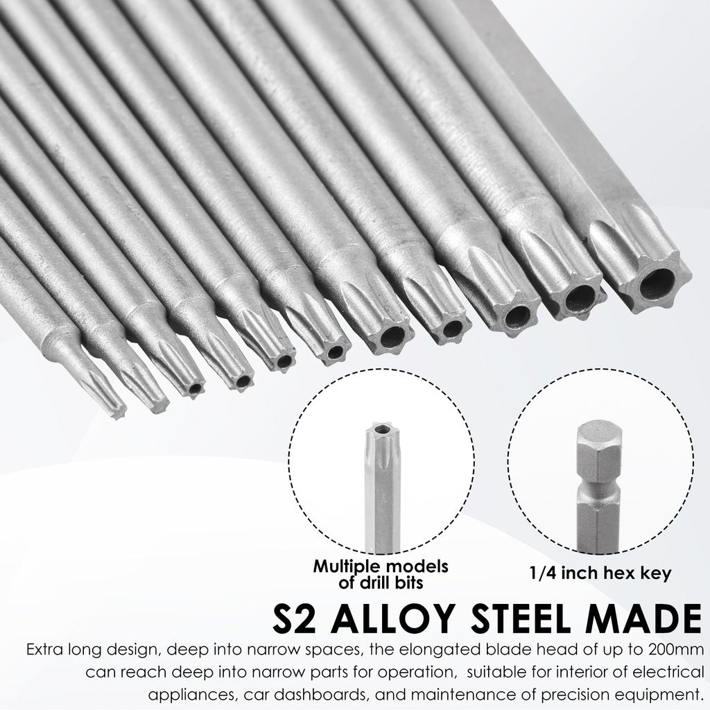 11Pcs Hex Head Allen Wrench Drill Bits Set Long Allen Screwdriver Bits Magnetic Tips 1/4 Inch Hex Key Screwdriver Socket Bit