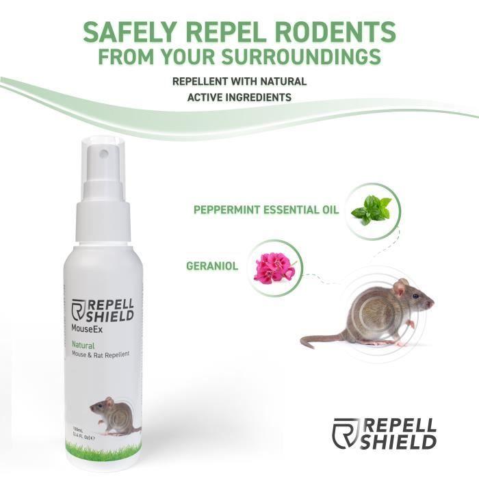 Repellshield spray anti souris naturel - pour intérieur et extérieur, 100 ml