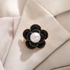 Kamelien Perlen Brooch Schwarz Öl-Tropfendes Metall Trauer Corsage Pin High-End Französisch Elegant Tasche Tuch Schal Zubehör Brooch
