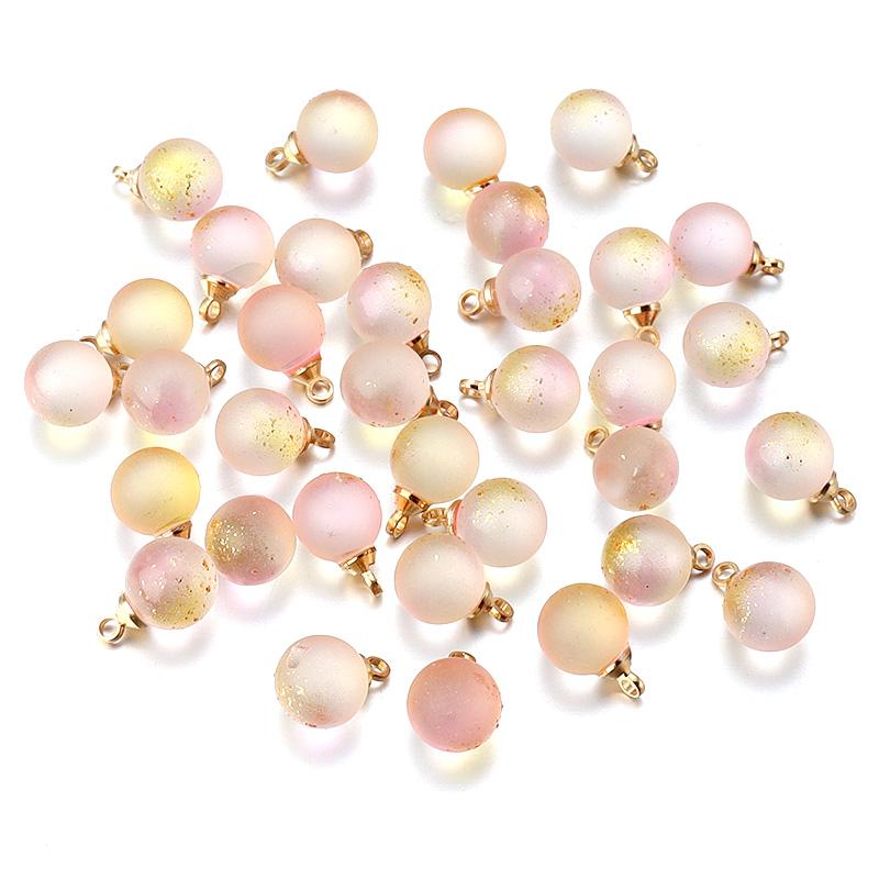 30Pcs Gradient Color Lampwork Beads Charms 8mm Round Glass Beads Pendant for DIY Necklace Earrings Jewelry Making Accessories