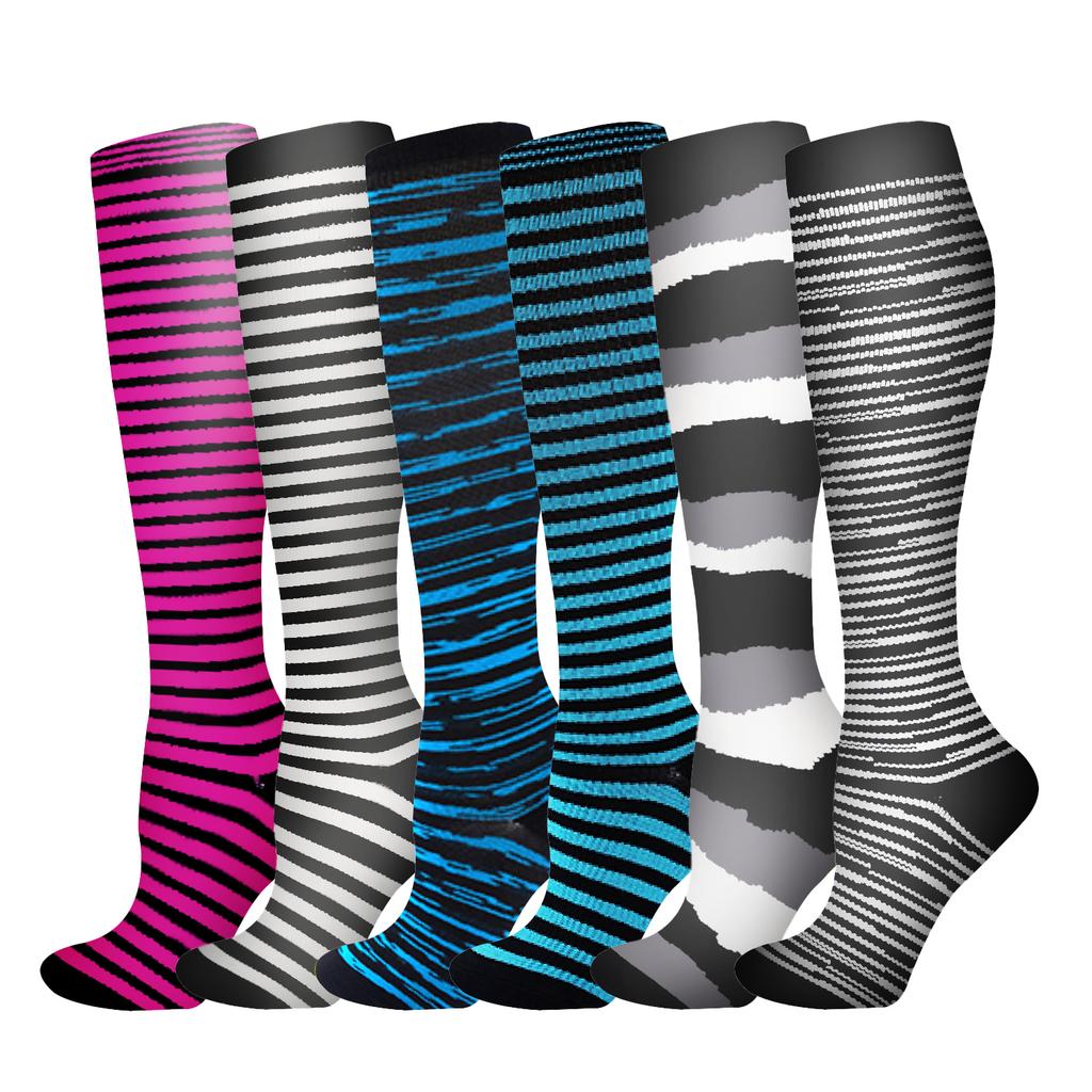 Compression Socks Small Dots Stripe Candy Color Varicose Vein Nurse Sports Running Calf Pressure Stockings Protect Feet Support