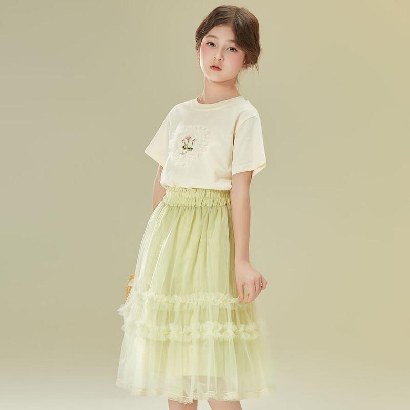 Girls' Sweet Lace Heart T-Shirt & Skirt Set