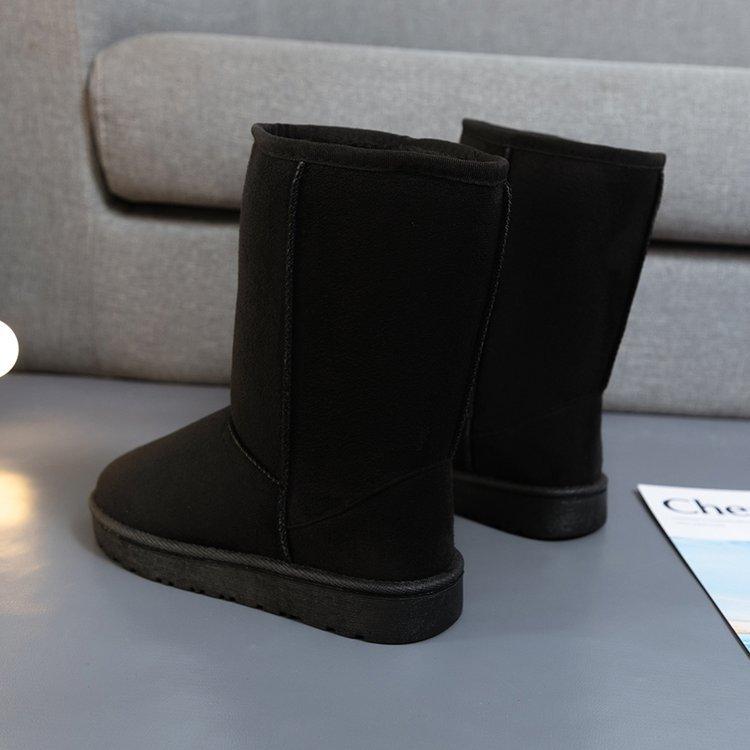 Damesko på salg Høy kvalitet Vinter Slip-on Midt på leggen Dame Støvletter Mote Ensfarget Casual Snøstøvler Stor Størrelse Plattformstøvler