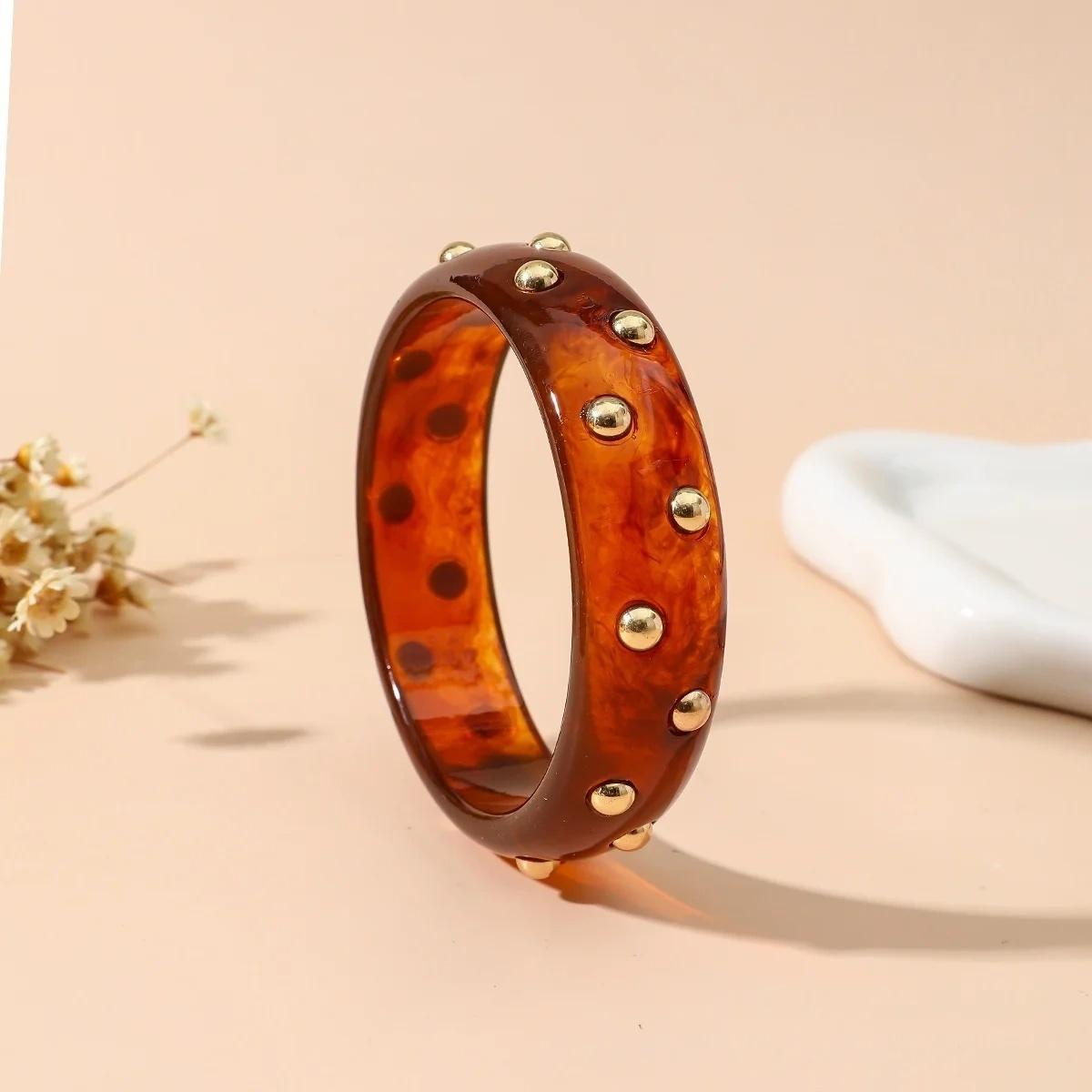 

DIEZI 8 Colors Fashion Round Geometric Acrylic Resin Bangles Exaggeration Chunky Wide Bangles Bracelets For Women Men Jewelry бурштин