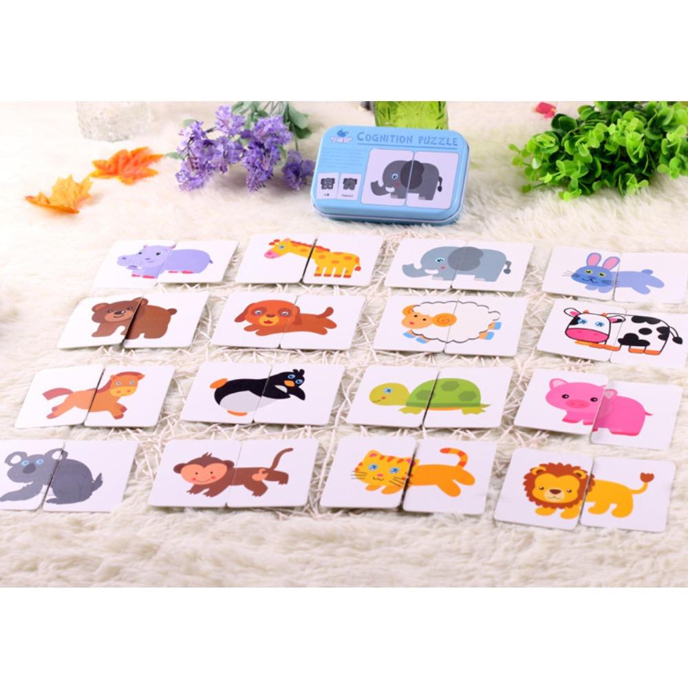 Tin Box Early Education Matching Card Baby Enlightenment Cognition 0-3 Years Old Can't Tear Literacy Card Toy