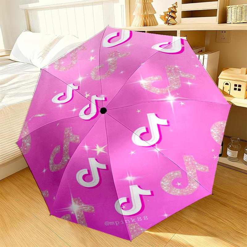 Neon Tik-tok Logo Art Umbrella 8-Frame for Travel, camping, Casual Lightweight Portable Umbrella, Essential for every family Holidays Gift