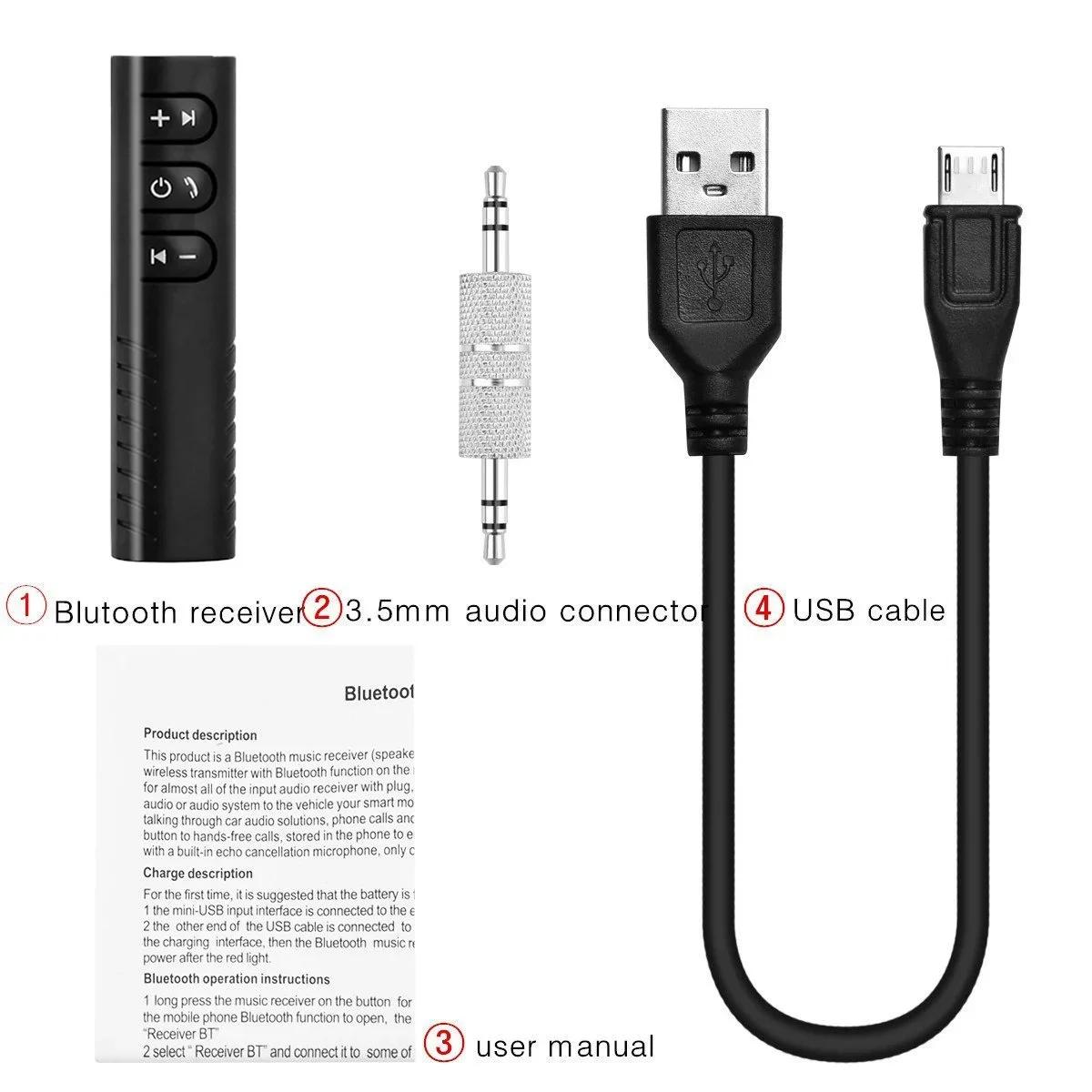 Portable Bluetooth Audio Receiver Car Stereo System Wireless Music Adapter Hands-free Transmitter