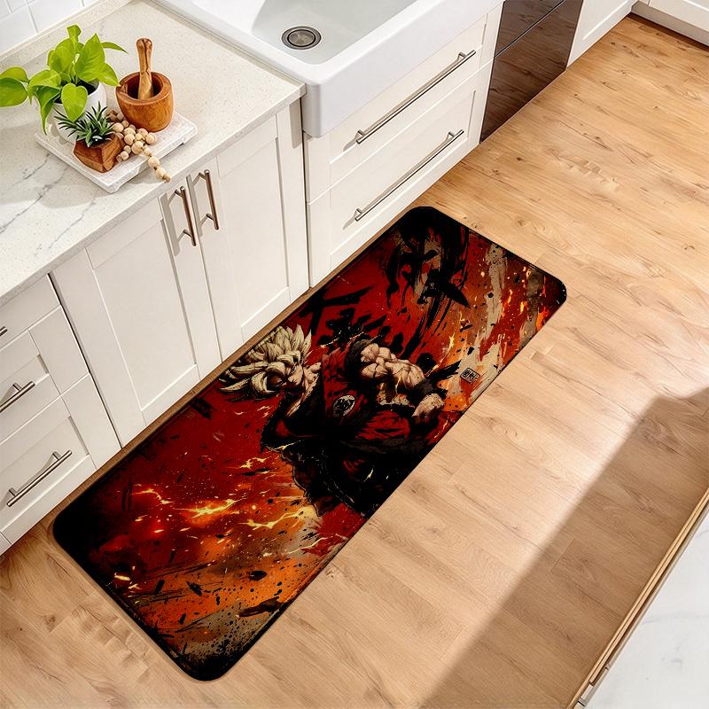 Dragon Ball Super Saiyan Flannel Kitchen Mat Christmas Soft Area Rug Non Slip Floor Carpet Home Decoration