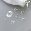 10 Pcs Glossy Silver Ribbon Nail Art Charm 3D Metal Alloy Bows Silk Ribbon Nail Decoration Diy Retro Metallic Nail Accessories