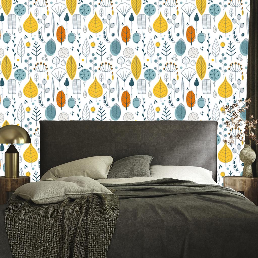 Scandinavian Leaves Wallpaper for Living Room and Bedroom 50x1000