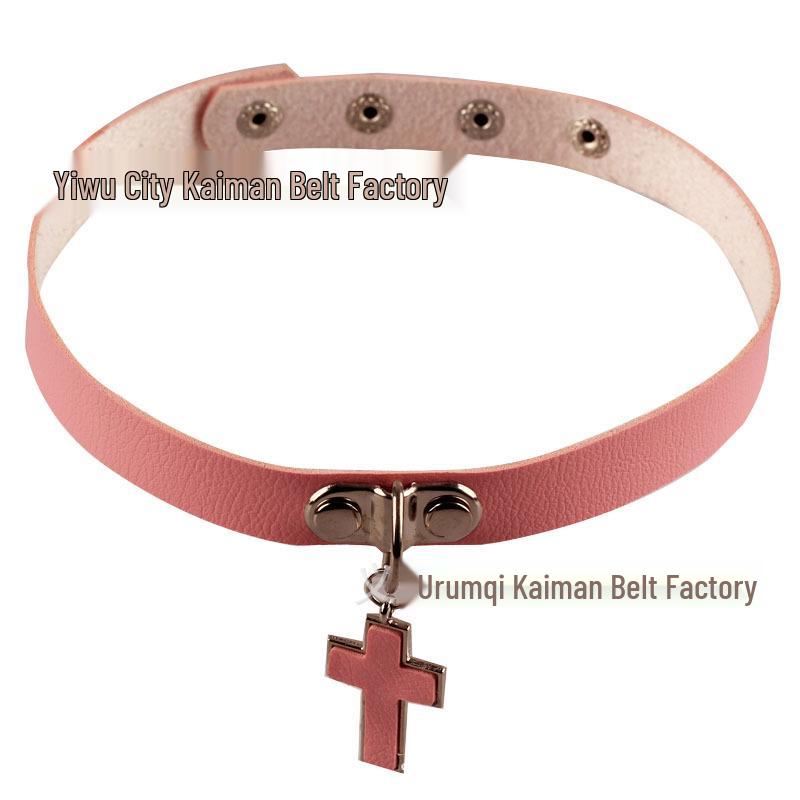 Hot Sale Gothic PU Leather Cross Pendant Choker Necklace - European American Punk Style Collarbone Chain