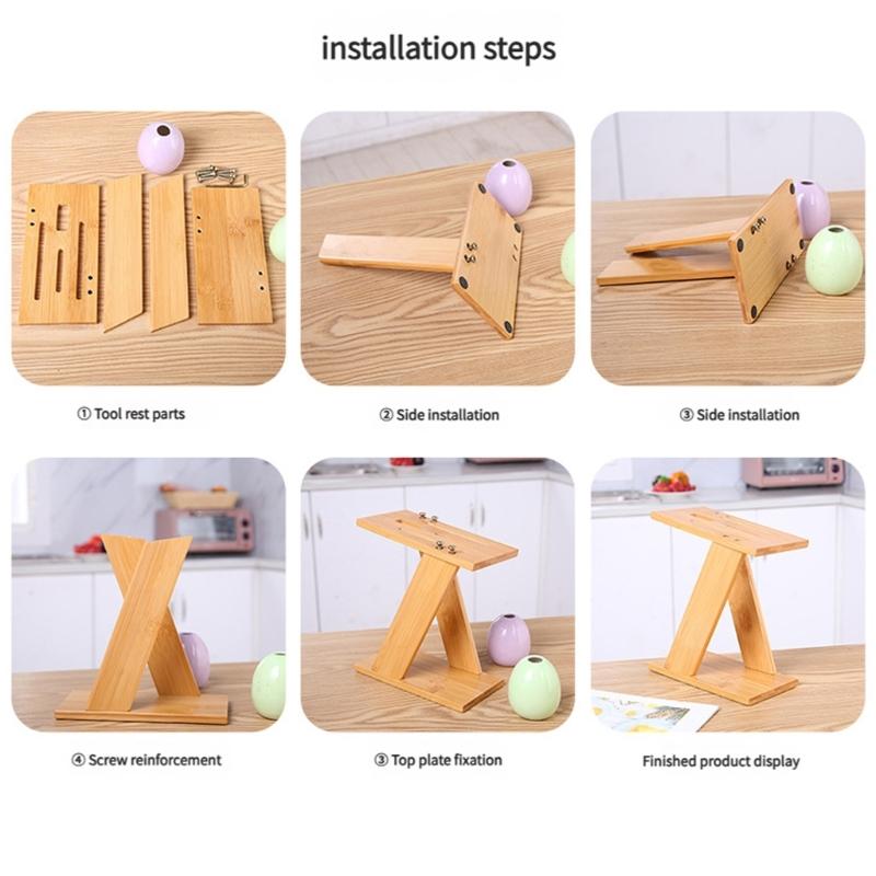 Natural Bamboos Cutter Holders And Kitchen Tool Organizers Space Saving Design Stand Rack For Safe Utensils Storage