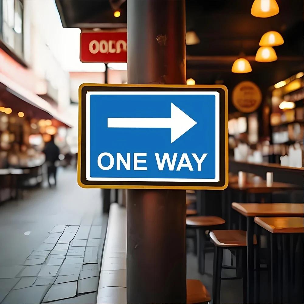 D Flat Metal Right Arrow Sign BlueWhite Outdoor Directional Sign for Traffic Guidance Xin