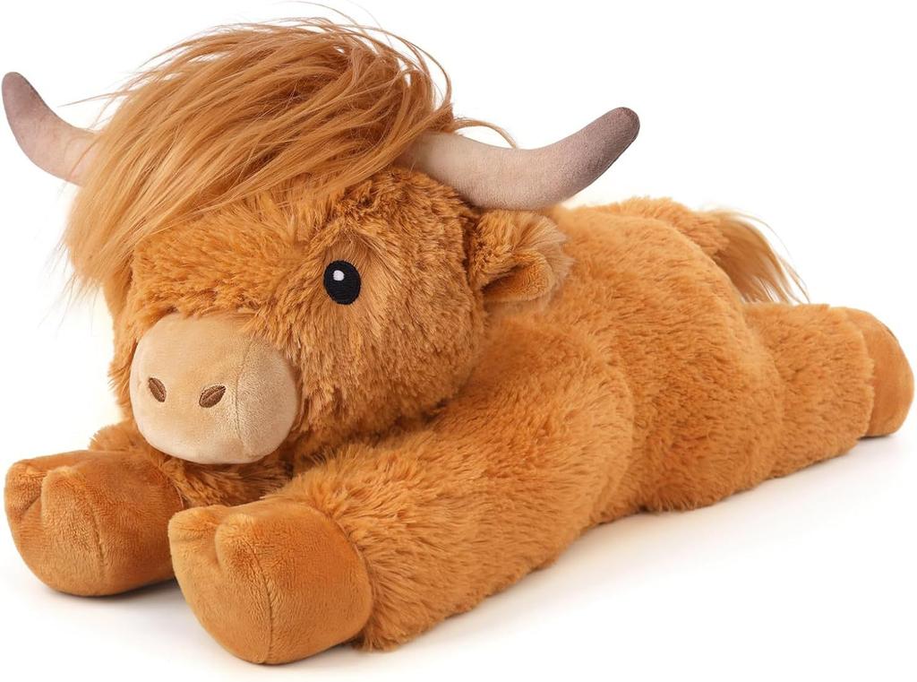 Highland Cow Plush Toy Fluffy Longhair Stuffed Animal Cute Soft Model for Kids Gift 30cm