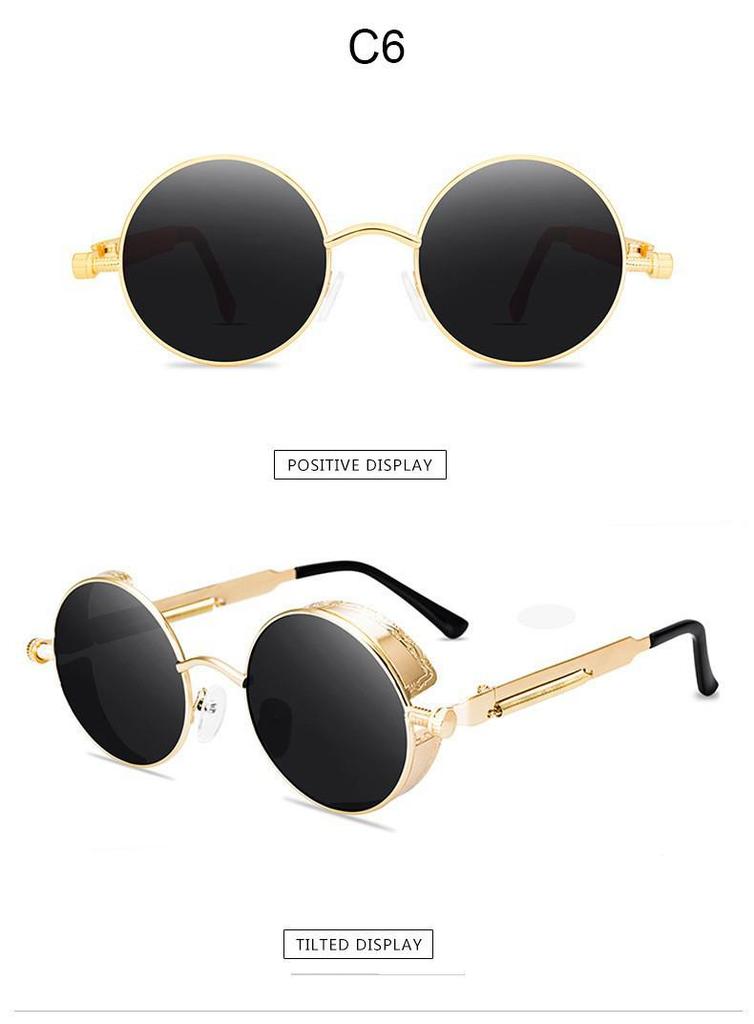 2024 Steampunk Style Round Sunglasses - Classic Retro for Men & Women, Trendy Internet Celebrity Fashion.