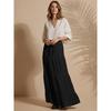 Jupe Maxi d'Été pour Femme à Volants sur l'Ourlet en PolyMélange | Jupes Longues Taille Haute | Jupe Unie Fluide Coupe A pour Toutes les Occasions | Style Bohème Élégant