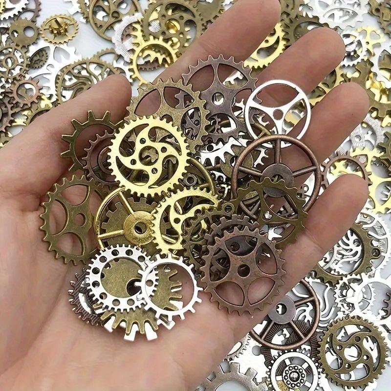 1pack 100g/3.52oz, Vintage Steampunk Bronze Alloy Gears, Mixed Alloy Cog Charms, DIY Craft Watch Parts, Cyber Punk Style Pendants for Jewelry Making