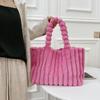 Herbst Winter Neue Mode Macaron Damen Schultertaschen Hohe Kapazität Pendler Horizontal Quadratisch Große Tragetasche Plüsch College Studentin Mädchen Achseltaschen