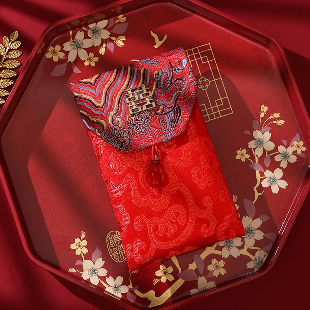 Spring Festival Brocade Red Envelope Brocade Cloth Tassel New Year Money Bag  Wedding Birthday