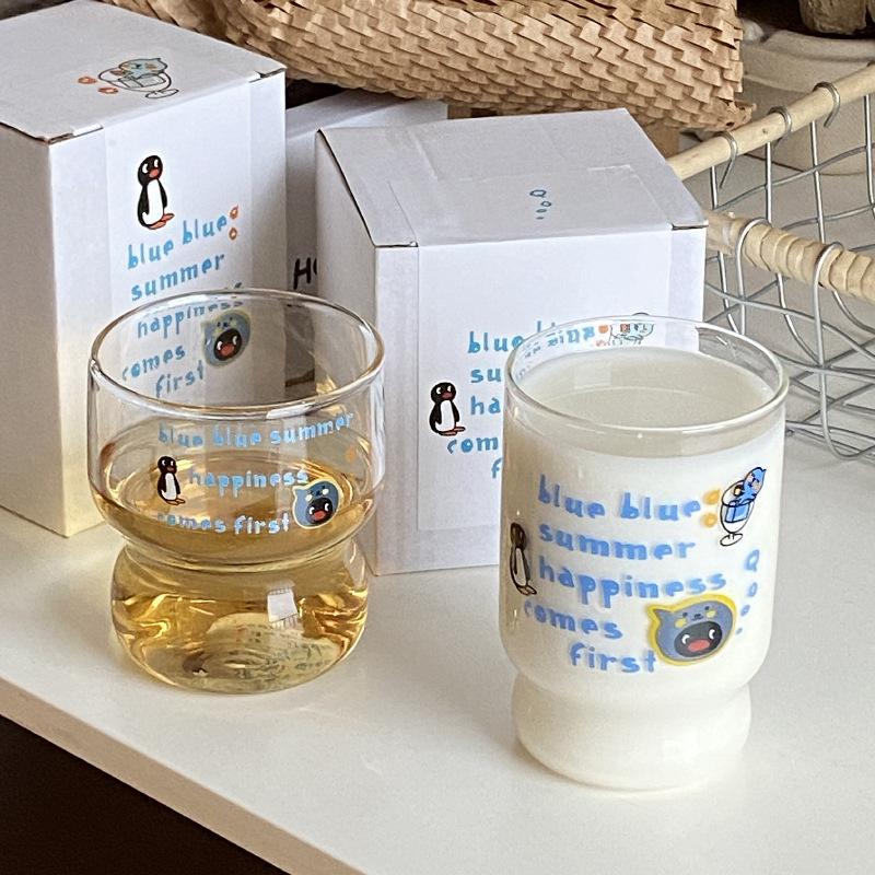 Retro Blaues Queer-Glas, Cartoon Einfache Borosilikat-Wasserbecher, Hochtemperatur-Kaffeetasse, Milch-Frühstückstasse