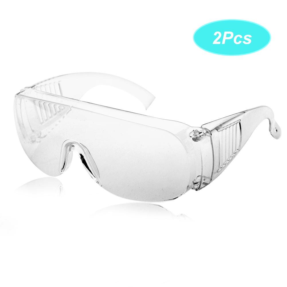 2pcs Plastic Safety Glasses Full Frame Eyes Protective Goggles Transparent Safety Glasses