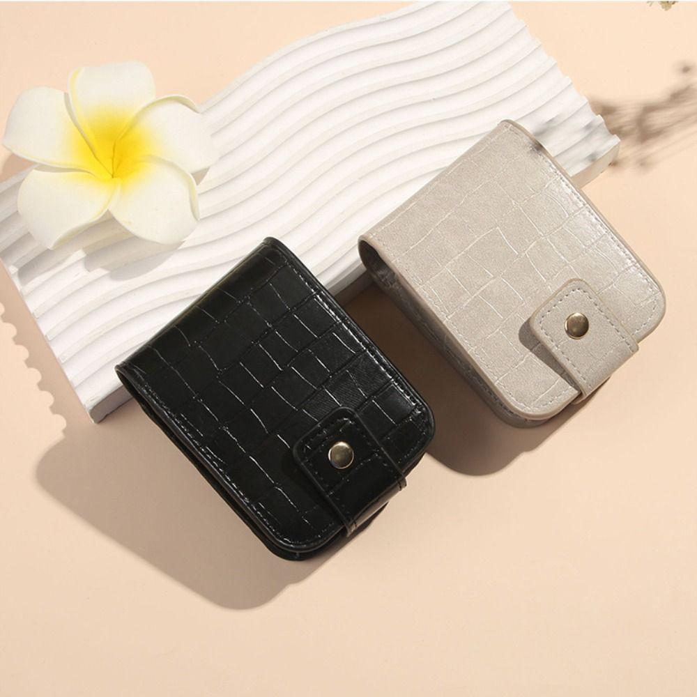 Fashion Alligator Pattern Lipstick Bag PU Leather Mini Makeup Bag with Mirror Portable Lipstick Protective Cover for Women Girls
