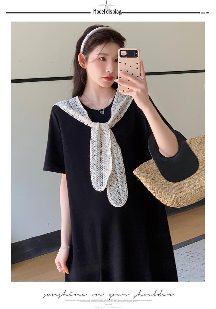 Maternity Summer Shawl Dress Faux Two-Piece 2026: New French Loose Long Skirt