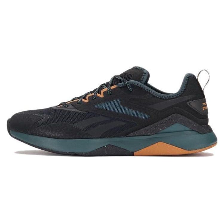 Reebok Nanoflex Leichte Komfort-Trainingsschuhe, Abriebfest, Atmungsaktiv, Niedrig geschnitten, Herren, Schwarz-Orange 100033332