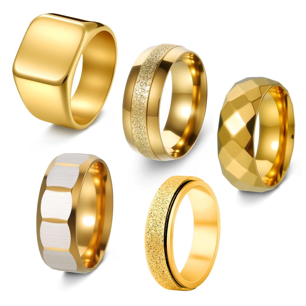 Modisches Titanium-Edelstahl-Ringset für Herren - Mehrere Stile und personalisiertes Design