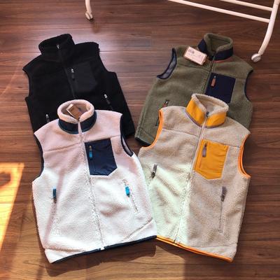 Herren Sherpa Fleece West Stehkragen Ärmellos Reißverschluss Color Block Tasche Lässige Oberbekleidung