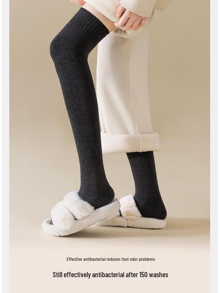 2025 Autumn/Winter Women's Fleece-Lined Over-the-Knee Socks – Warm, Thick, Terry Cotton.