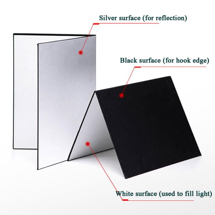 3-in-1 Reflective Board A3 Cardboard Folding Light Diffuser Board (White + Black + Gold)