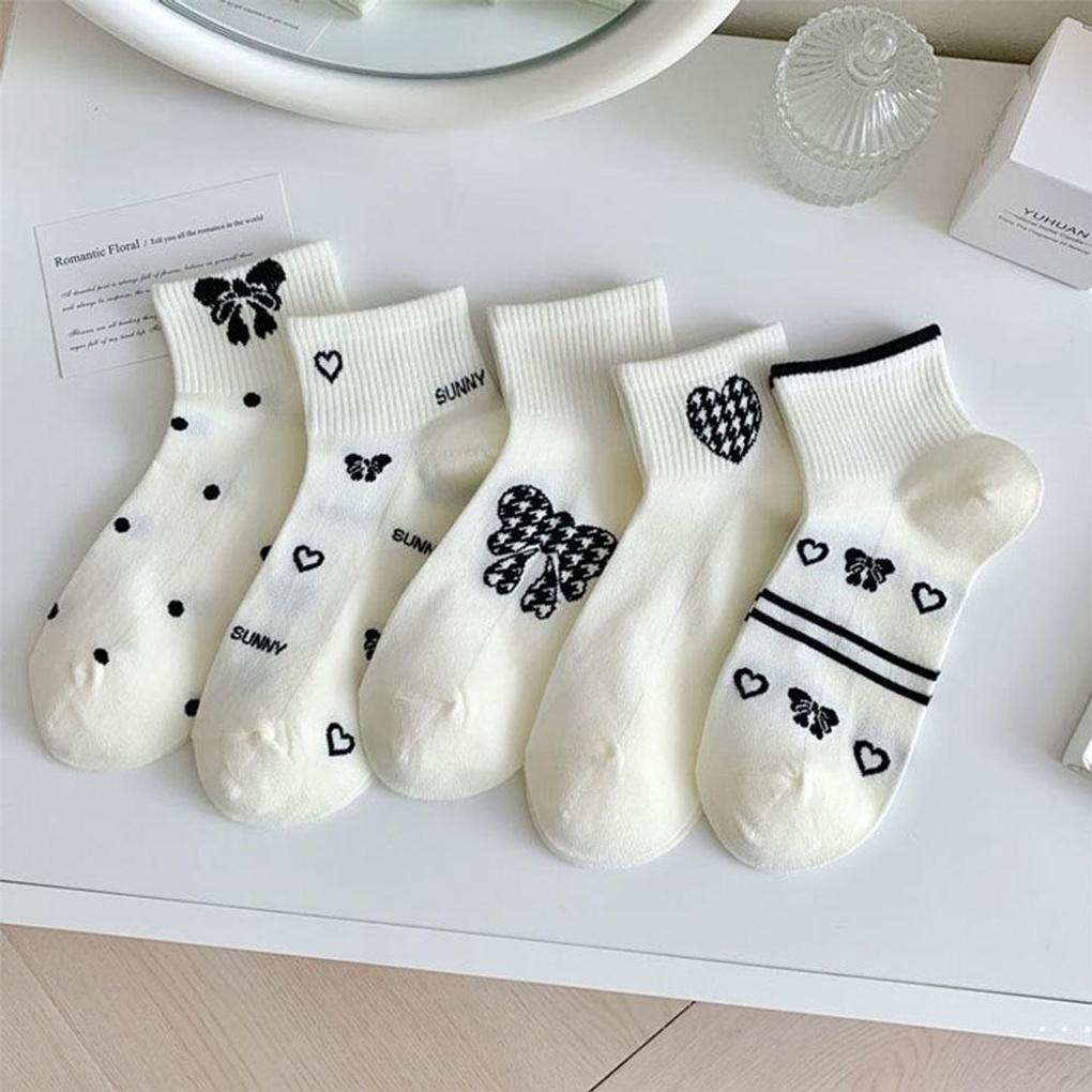 Women's Daily Summer Mesh Pattern Fashion Socks 5-Piece Set