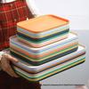 Wheat Straw Rectangular Coffee Table Tray for Teacups and Desserts