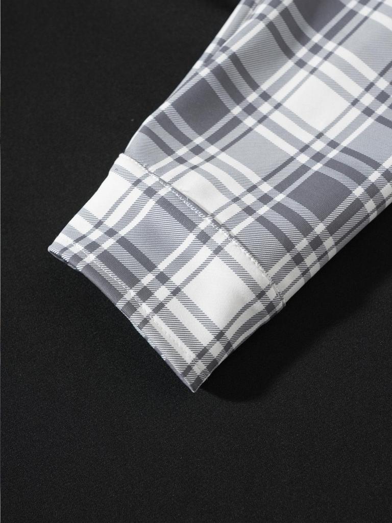 2025 Men's Plaid and Solid Color Hooded Long Sleeve Sweatshirt for Spring and Autumn