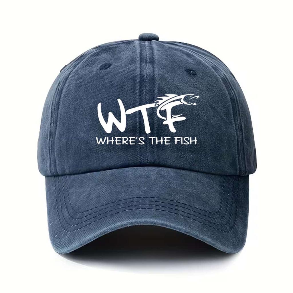 Unisex Baseball Cap with 'WTF WHERE'S THE FISH' Dragon Graphic Adjustable Outdoor Lounge Hat