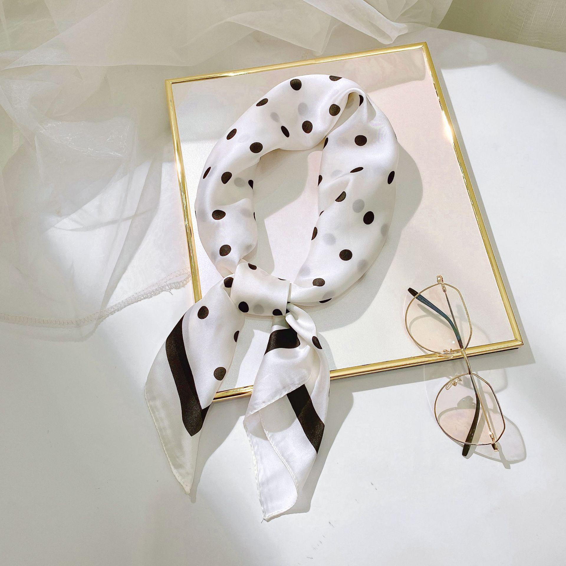 Полосатый шелковый шарф-повязка для волос 70*70CM . — фото 3