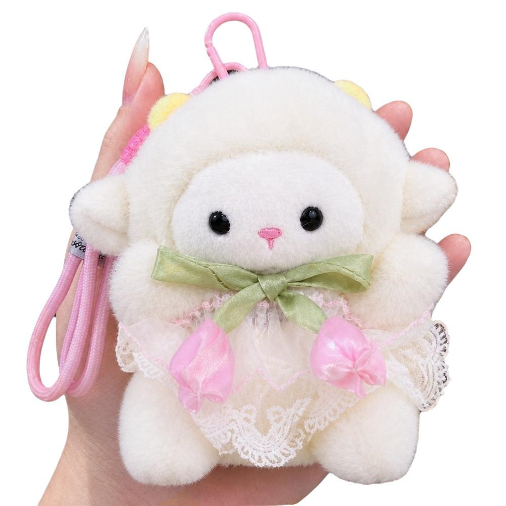 Cute Plush Sheep Keychain Lamb New Year Sheep Bag Pendant Tulip Lamb Doll Hanging Decoration