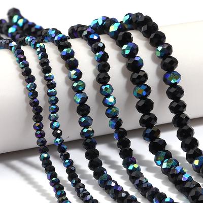 4 6 8mm Rondelle Facettierte Kristallperlen Schwarz AB Glas Lose Abstandshalterperlen Für Schmuckherstellung DIY Armbänder Halsketten Zubehör