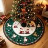 Flannel Xmas Tree Skirt Cartoon Santa Snowman Reindeer X‑Tree Pattern, Mat for Holiday Home Xmas Party Decorations