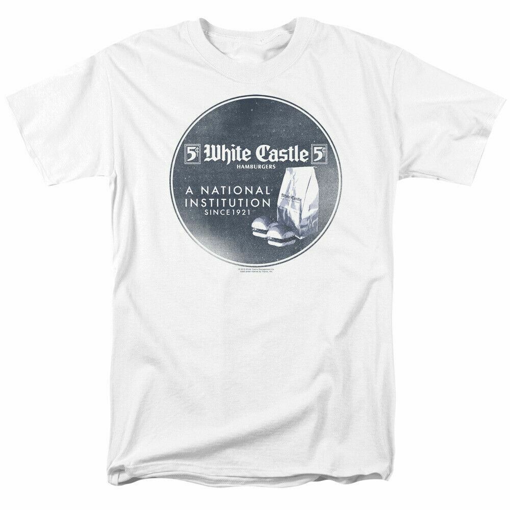 White Castle National Institution T Shirt Mens Licensed Hamburger Tee White XL